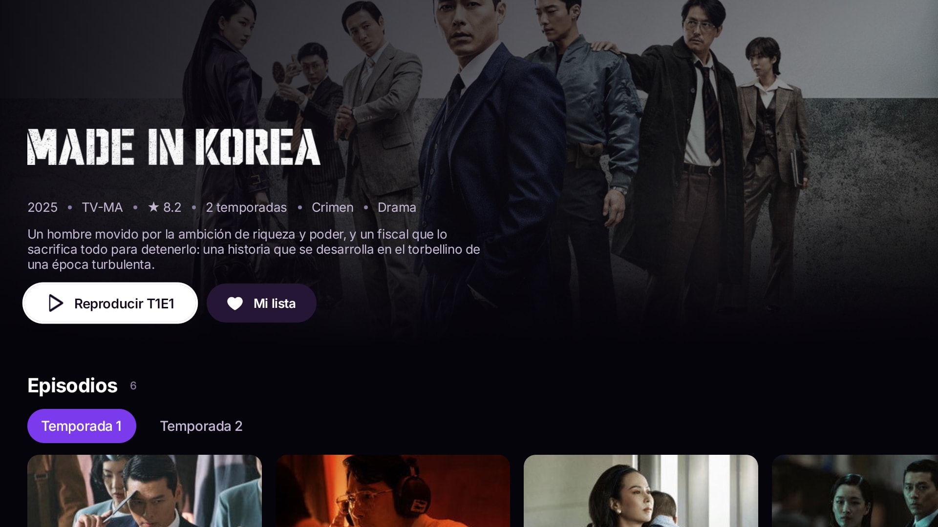 Fichas con temporadas, episodios y todo el detalle
