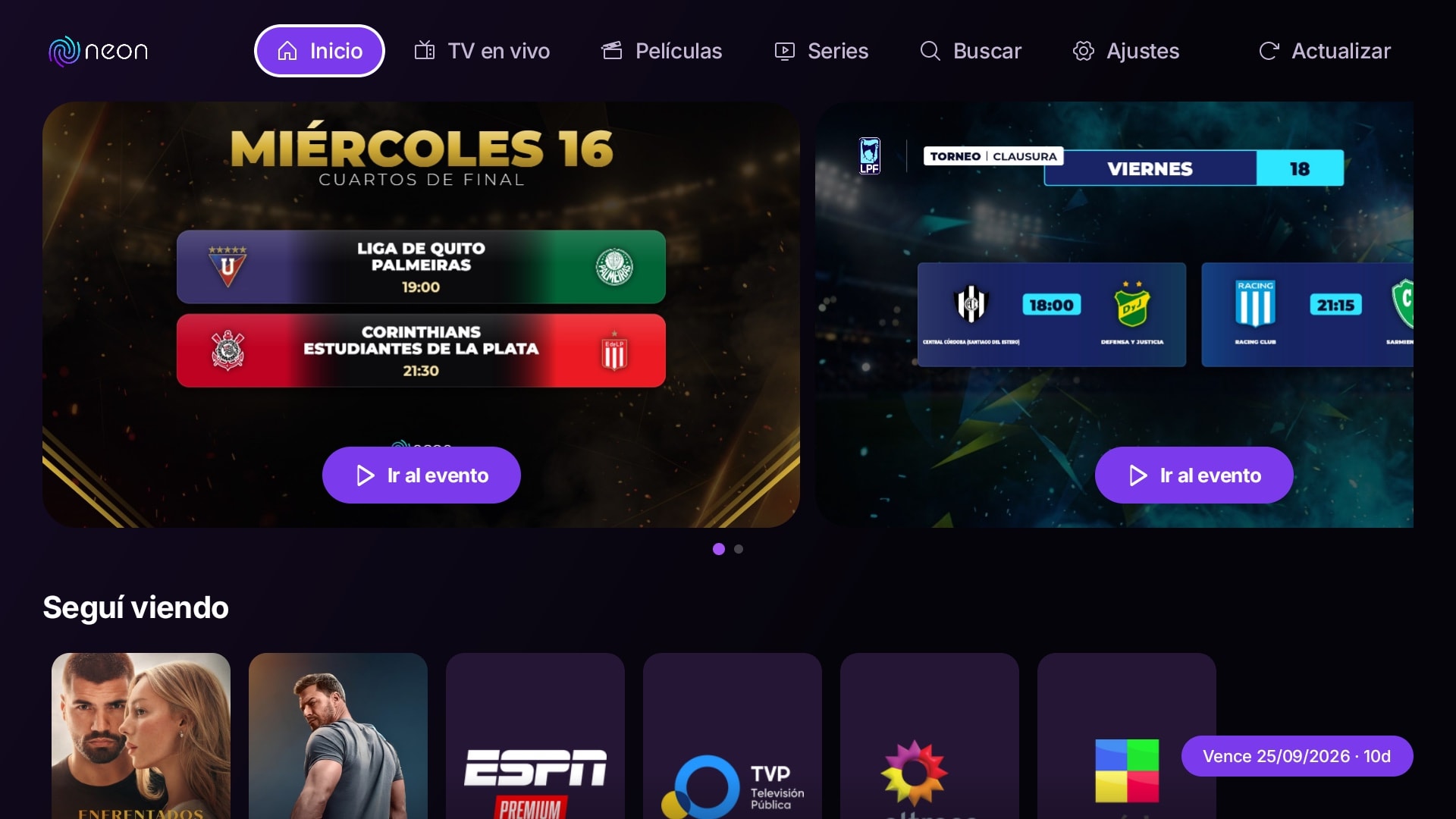 Neon Play en la TV