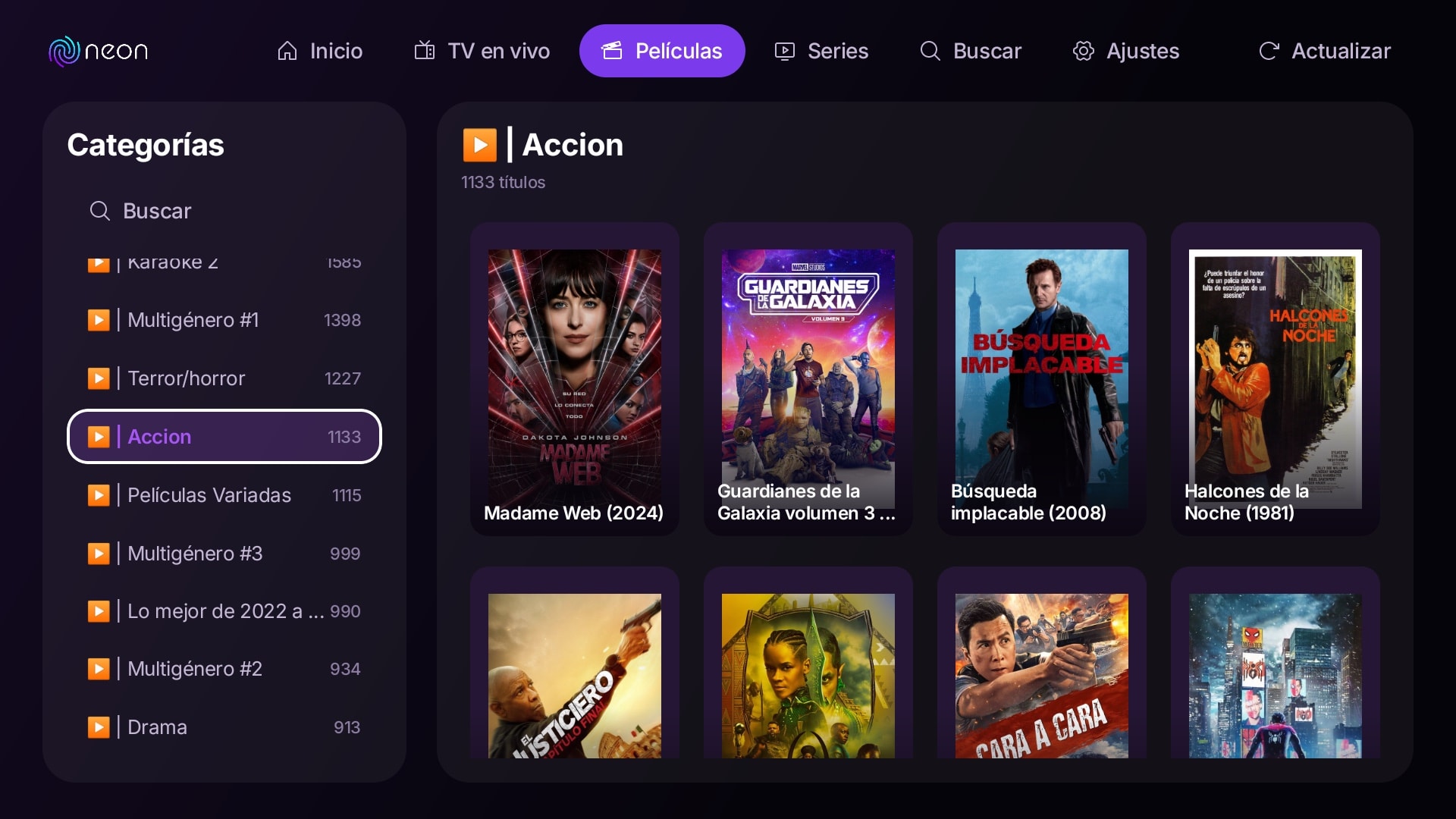 Miles de películas ordenadas por género